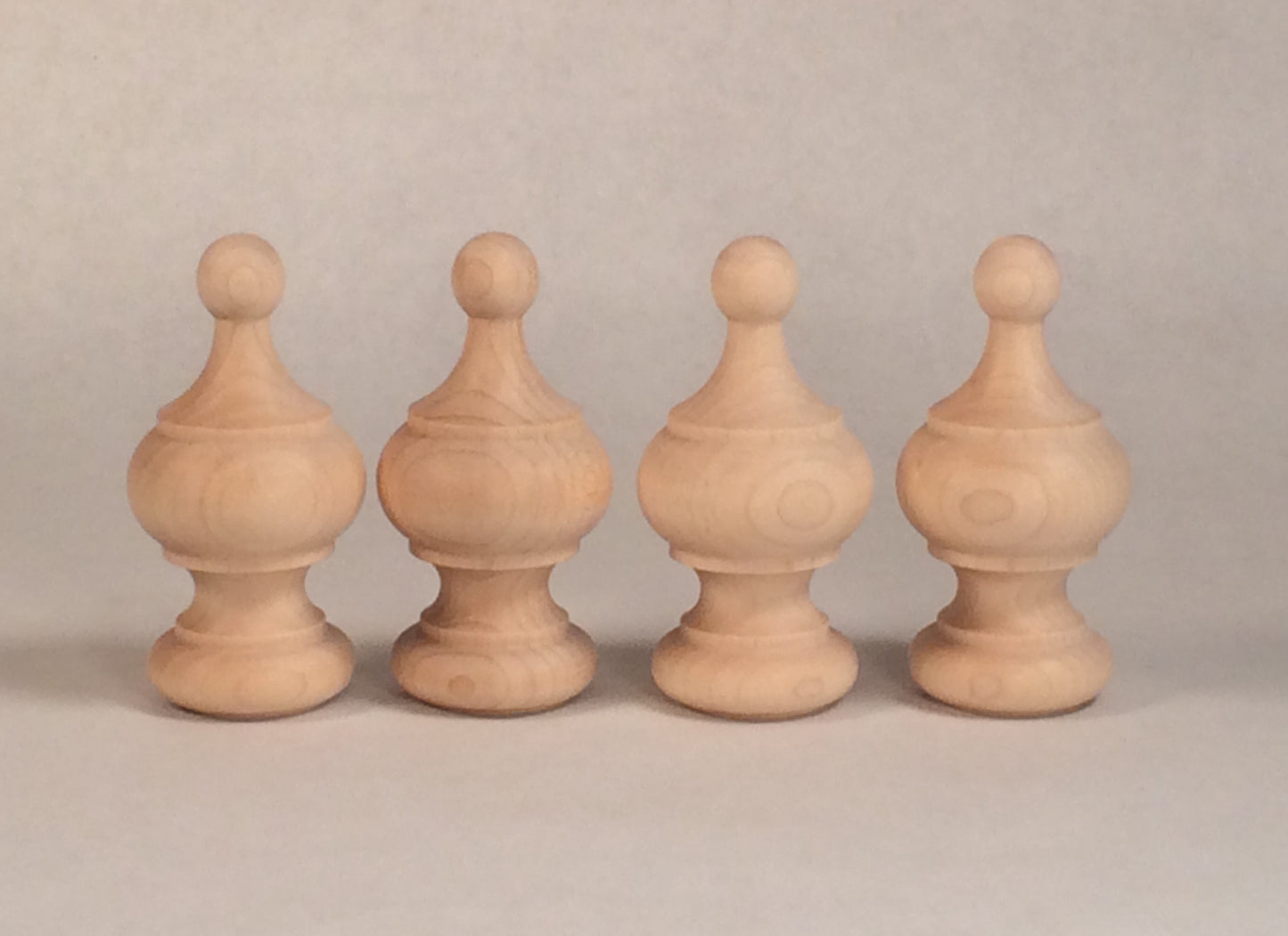 Small Unfinished Maple Finial #3F2A. Clock finial 3 inch high X 1.5 diameter ready to stain