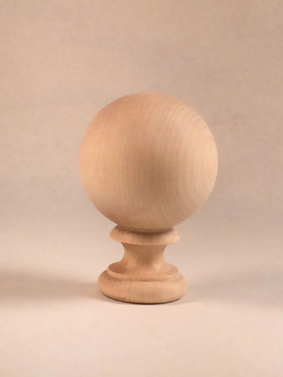 Newel Post Finial Maple Wood Unfinished Cap 4 in tall X 2.70 ball diameter!