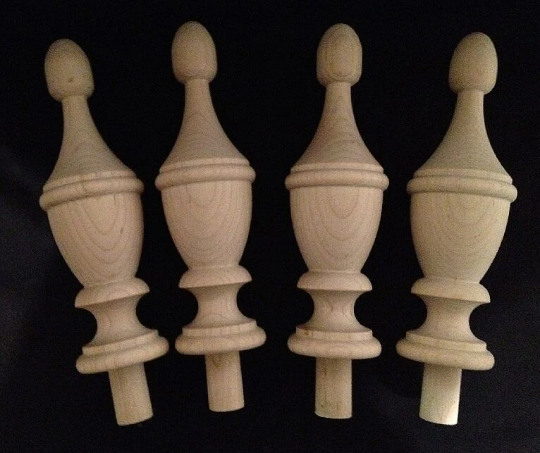 4 PACK #TF9 NEWEL POST FINIAL UNFINISHED UNFINISHED MAPLE WOOD 7-3/8 inch