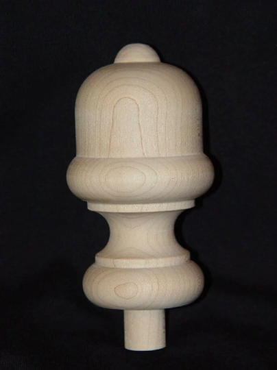 NEWEL POST FINIAL MAPLE WOOD UNFINISHED CAP ACORN TOPPER